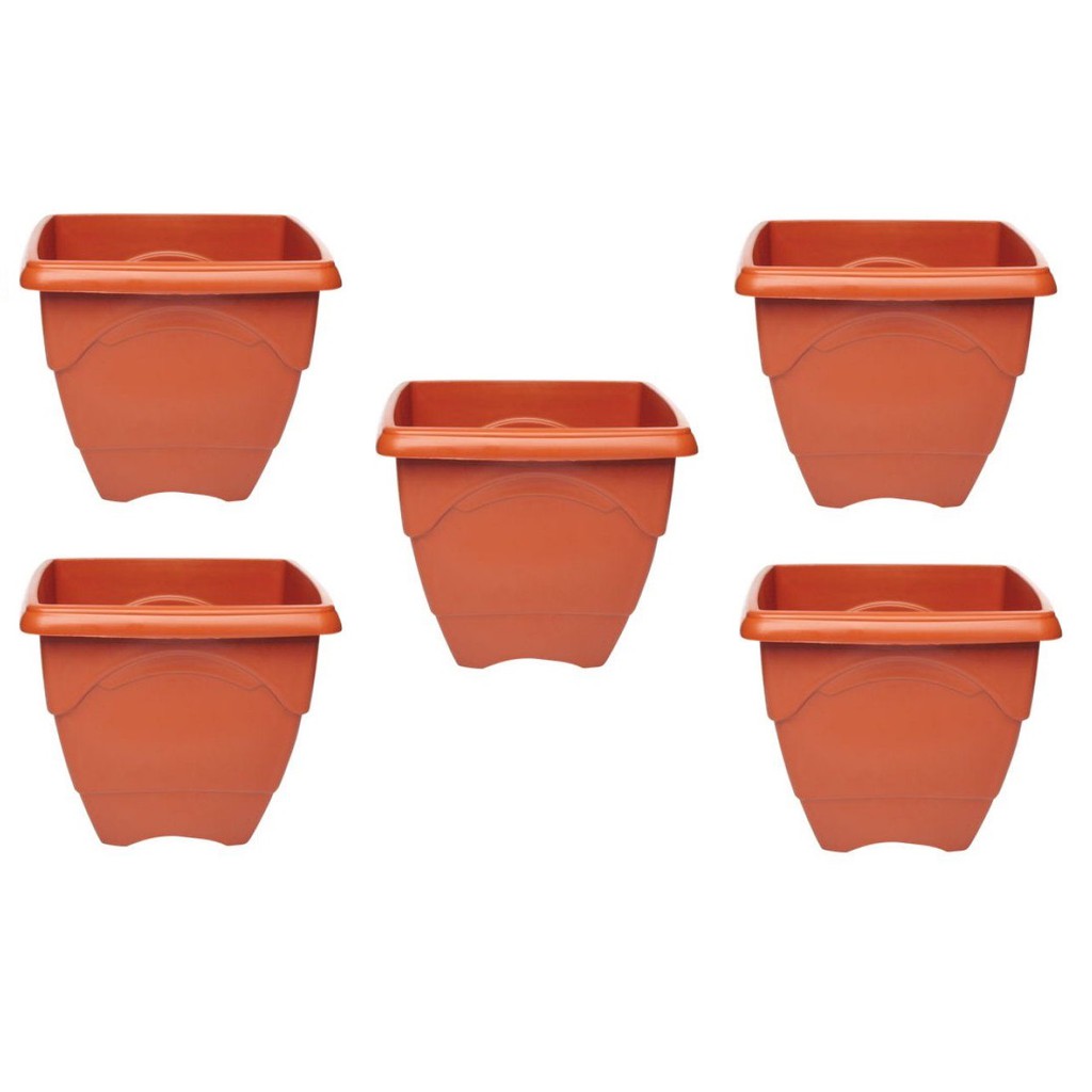 Kit 5 Und Vaso Quadrado Terracota M De 5L Horta Planta Casa Jardim