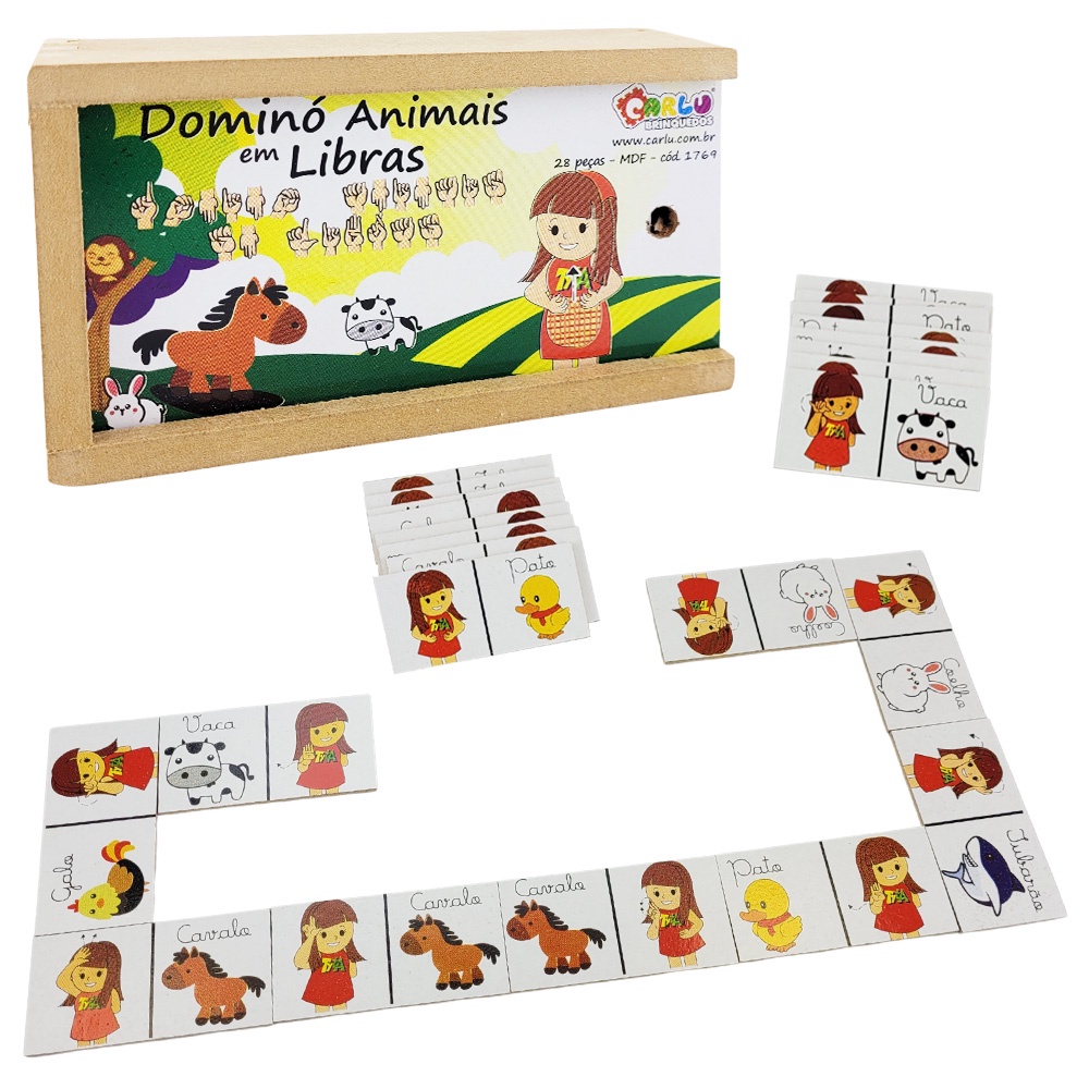 Jogo Domin De Animais Em Libras Ilustrado Pedag Gico P S Shopee