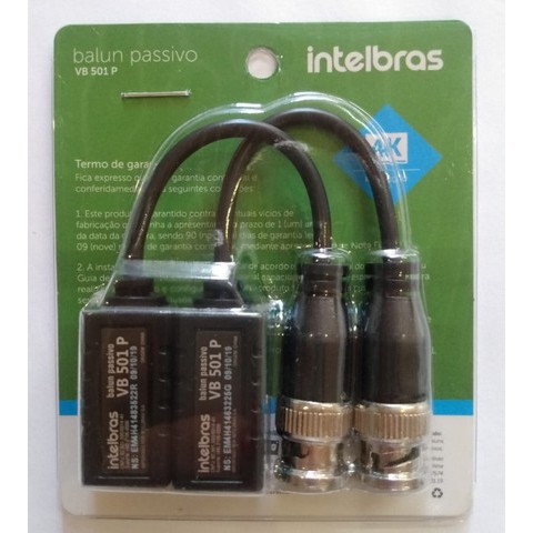 Conversor Balun Passivo Intelbras VB 501 P Compatíveis câmeras