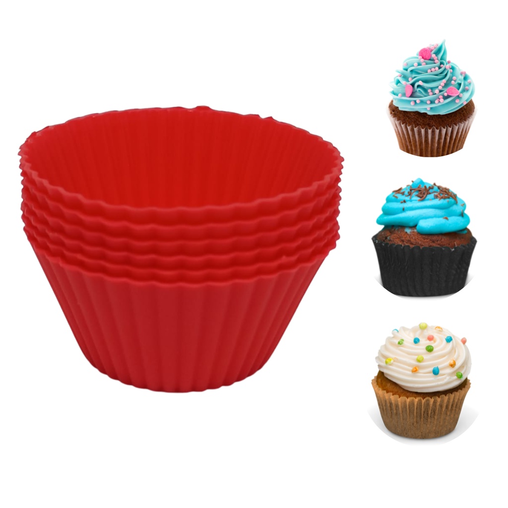 Forma De Cupcake De Silicone Redonda Kit 12un Para Empadas Bolinhos