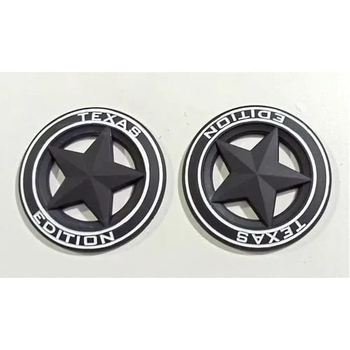 Par Emblema Texas Edition Estrela Porta F250 F1000 Ram Preto Branco