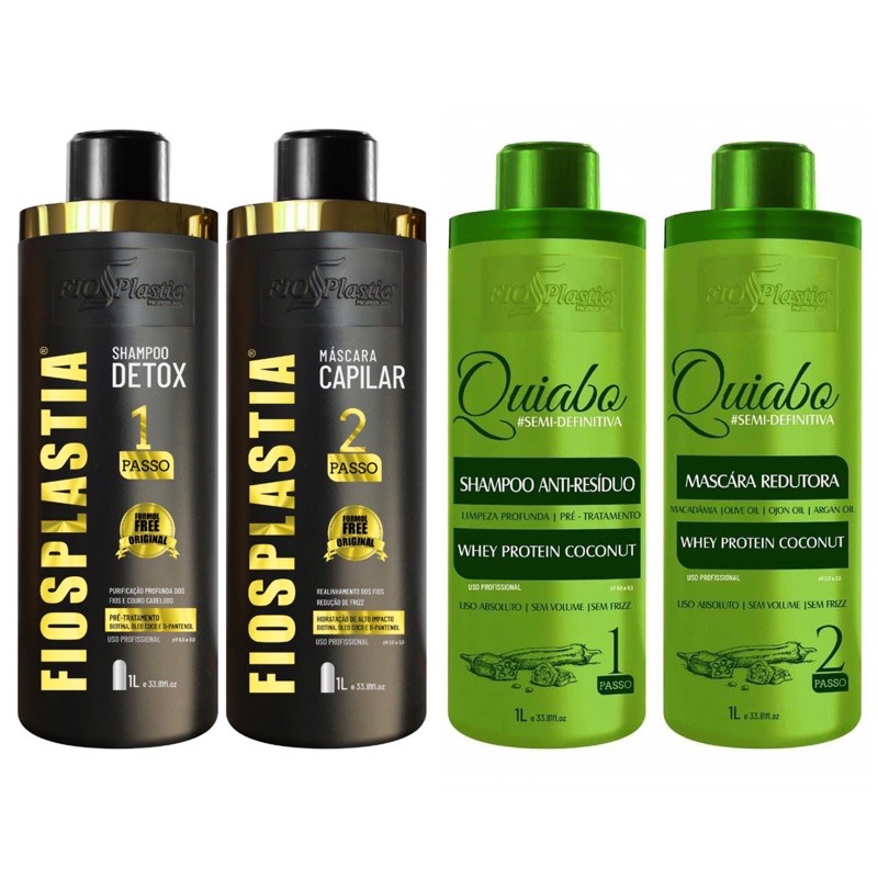 QUIABO SEMI DEFINITIVA ALISA AFRO 2X1L PROGRESSIVA FIOSPLASTIA GOLD SEM