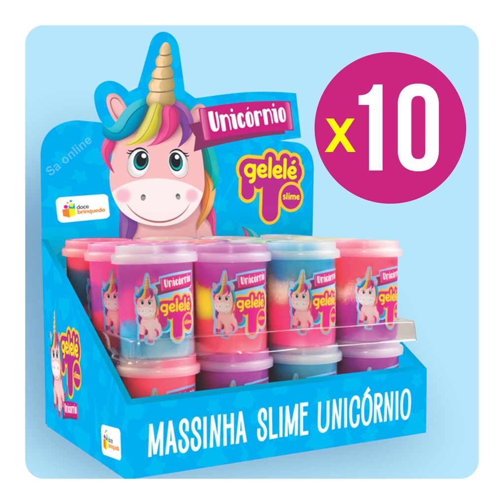 KIT 10 Promoção Slime Unicórnio Gelelé 152g Colorido e Divertido