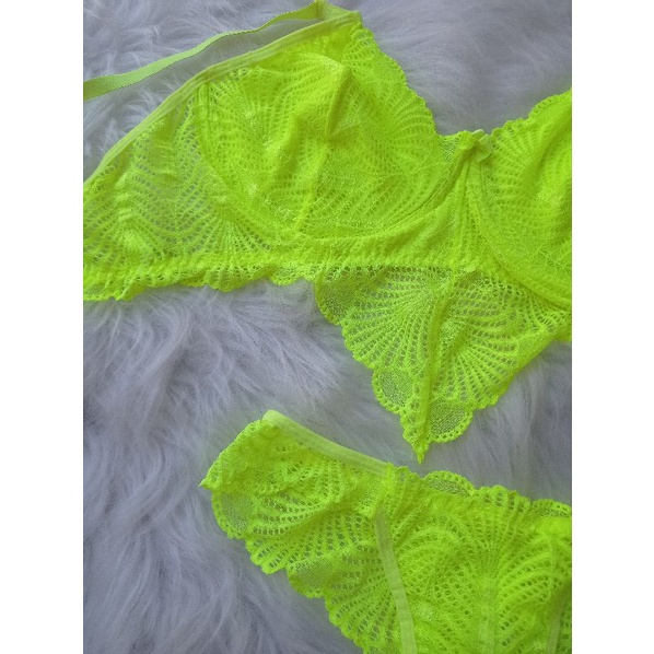 CONJUNTO DE LINGERIE DE RENDA NEON PLUS SIZE Shopee Brasil
