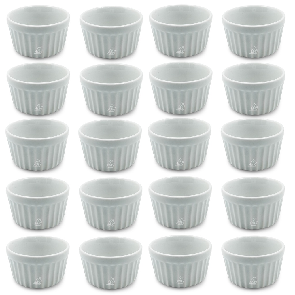 Kit Ramekin Porcelana Branca Canelado Ramequim Molheira Molhos Porta