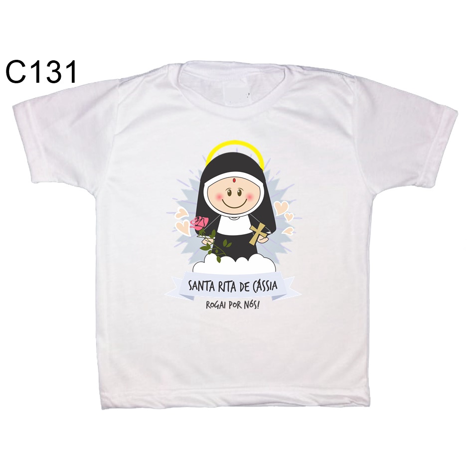 Camiseta Infantil Santa Rita De Cássia Rogai Por Nós C131 Shopee Brasil