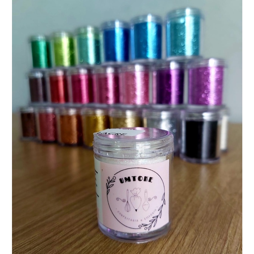 6 POTES de GLITTER Comestível 8g cada Escolha suas cores Shopee Brasil