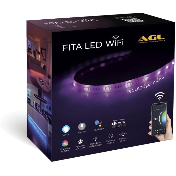 Fita Led Inteligente Rgb Wifi Metros Agl Compativel Alexa