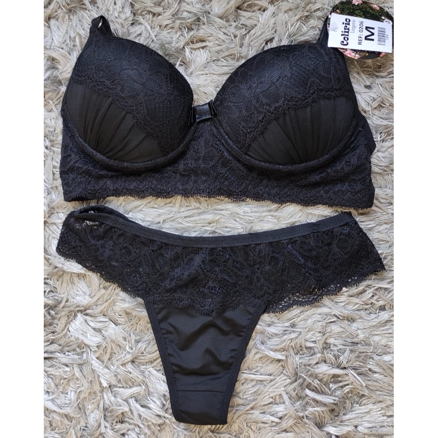 Colírio Lingerie Conjunto Calcinha e Sutiã Renda Bojo Cod 0206