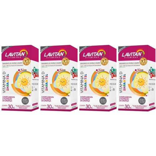 Kit 4x Lavitan Vitamina D Infantil 30ml Gotas Sabor Limão Shopee Brasil