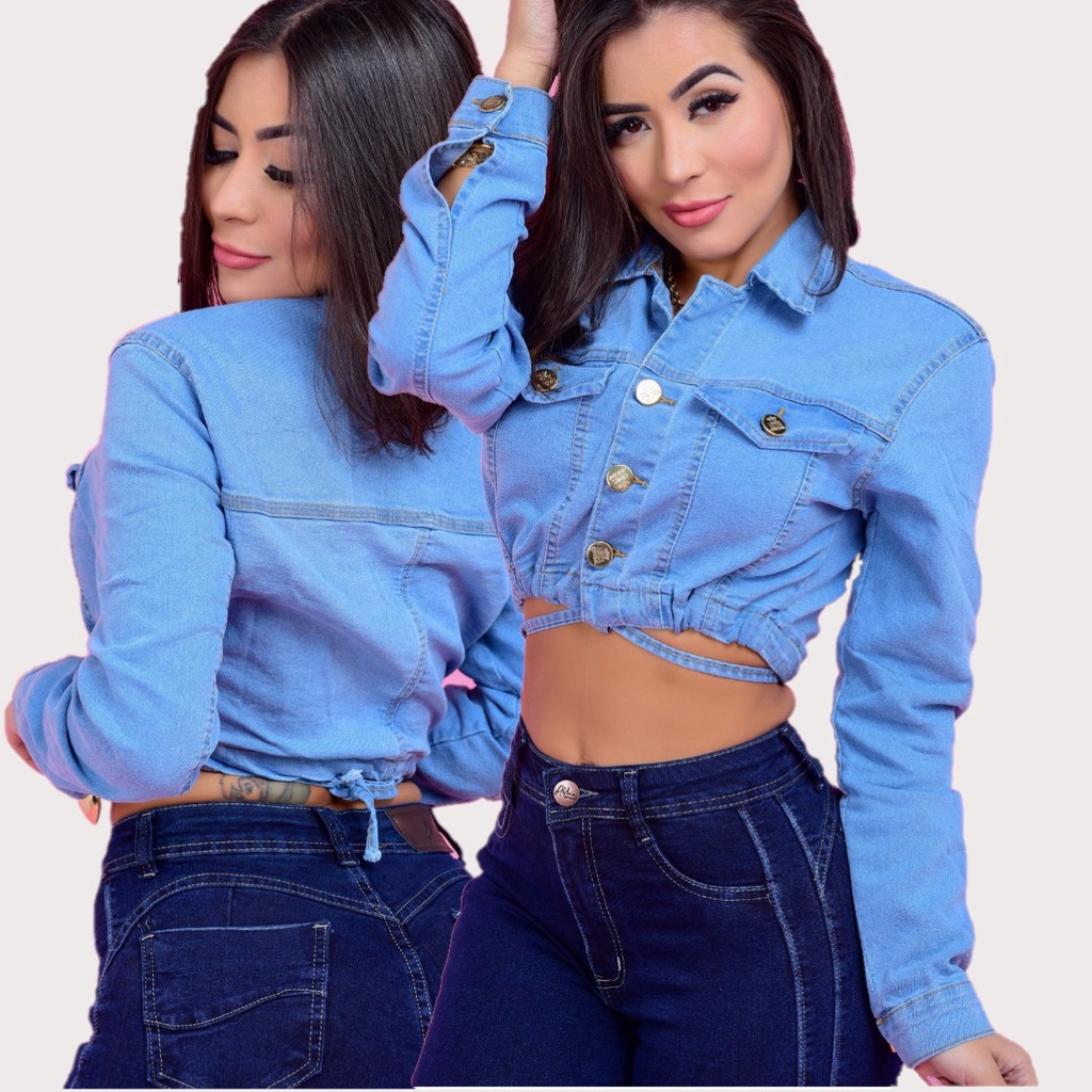 Jaqueta Jaquetinha Cropped Jeans Feminina Shopee Brasil