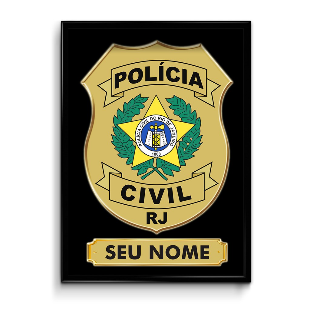 Quadro Em Tecido Super Brilho PCERJ Polícia Civil do Estado do Rio de