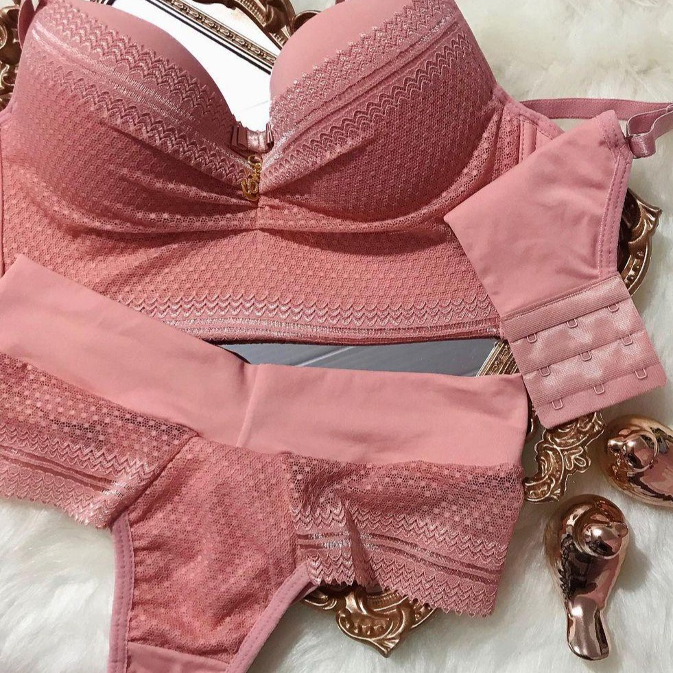 Conjunto De Lingerie Tamanho M Vermelho E Rosa Lingerie Renda E