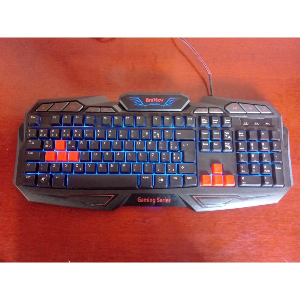 Teclado Gamer Braview Tco Multimidia Usb Vermelho Shopee Brasil