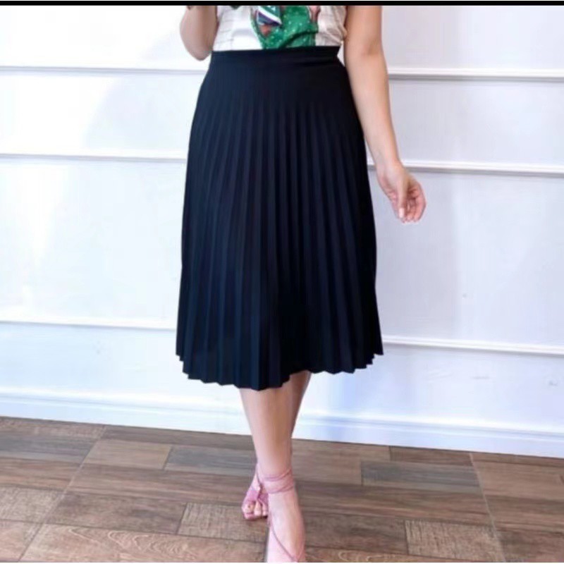 Saia Midi Plissada Moda Femininas Elegante Cintura Alta Shopee Brasil