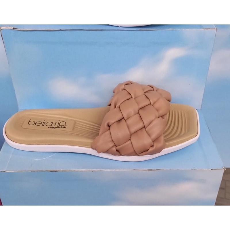 Rasteirinha Beira Rio Feminina Napa Nude Slide Chinelo Shopee Brasil