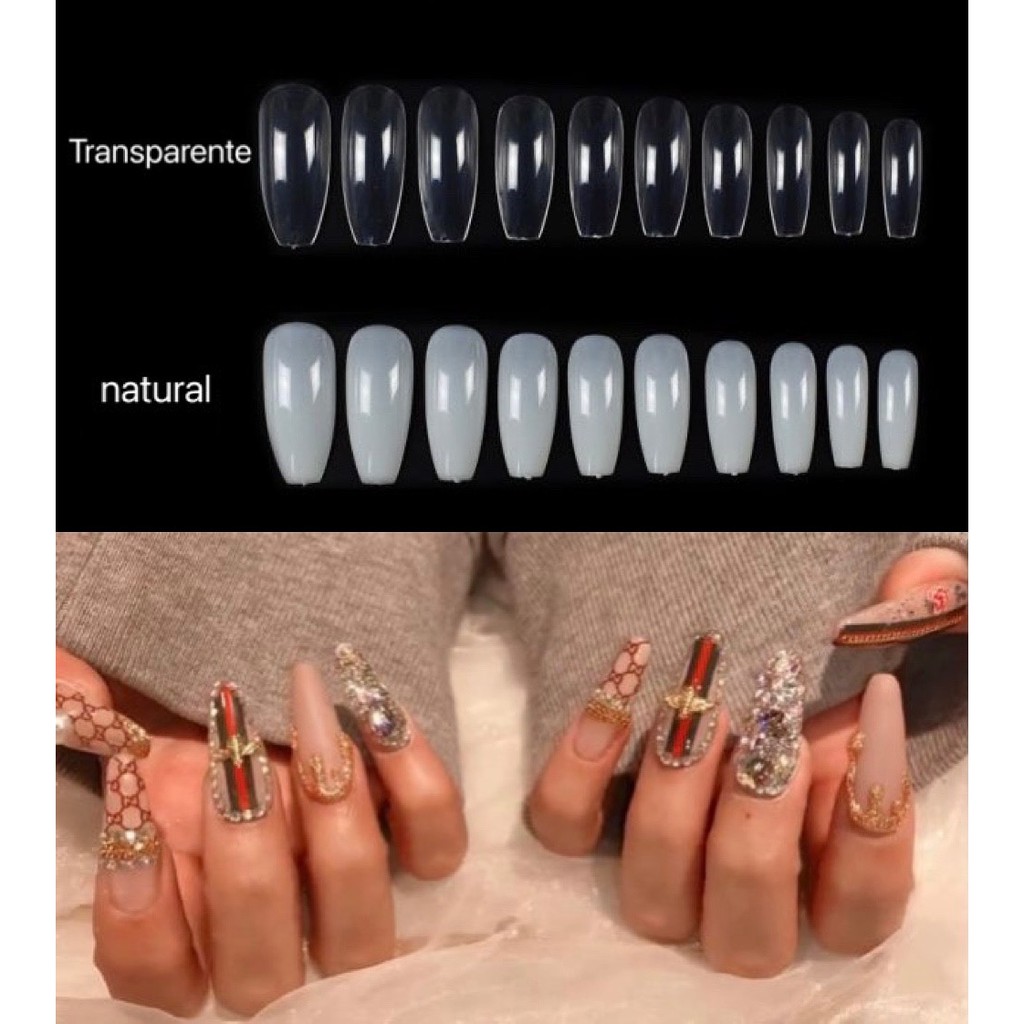 Kit 100 Unhas Tips Bailarina Natural E Transparente Shopee Brasil