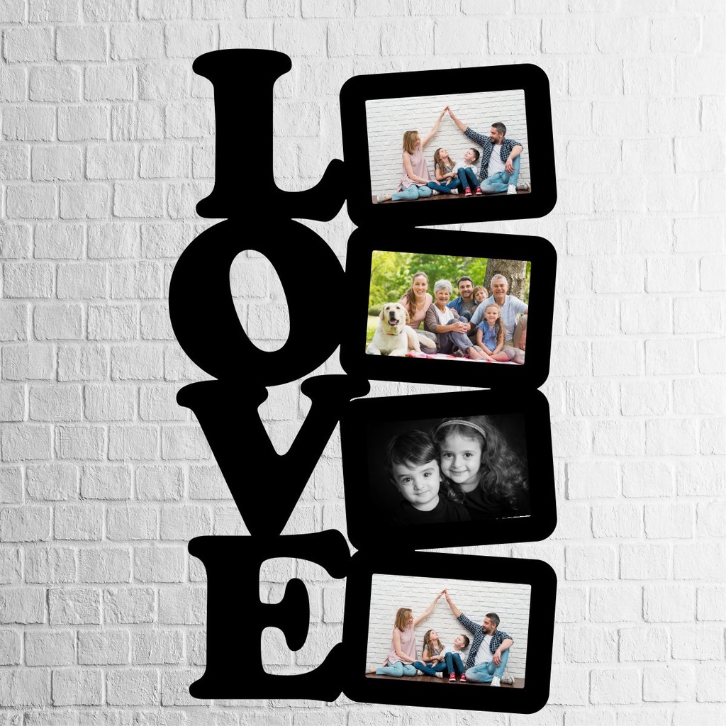 Porta Retrato Grande De Parede Love Fotos Mdf Preto Shopee Brasil