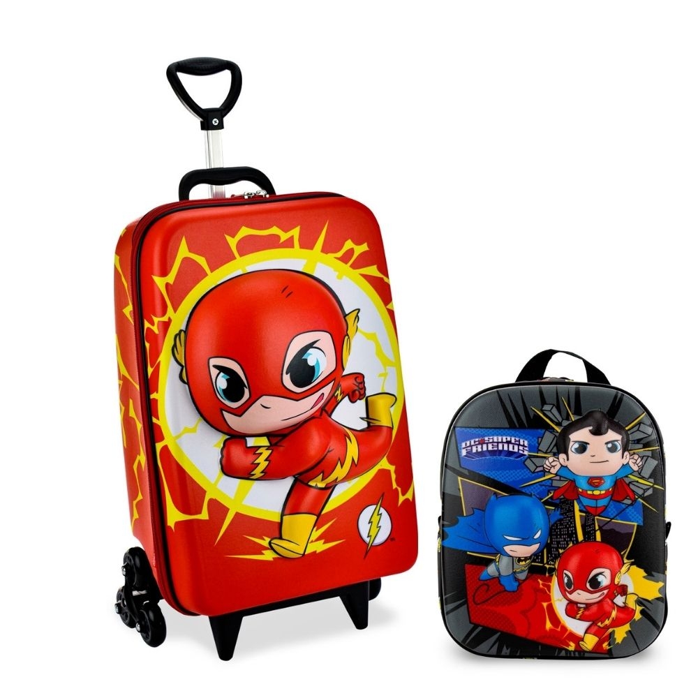 Kit Mochila Infantil D C Rodinhas E Lancheira The Flash Super