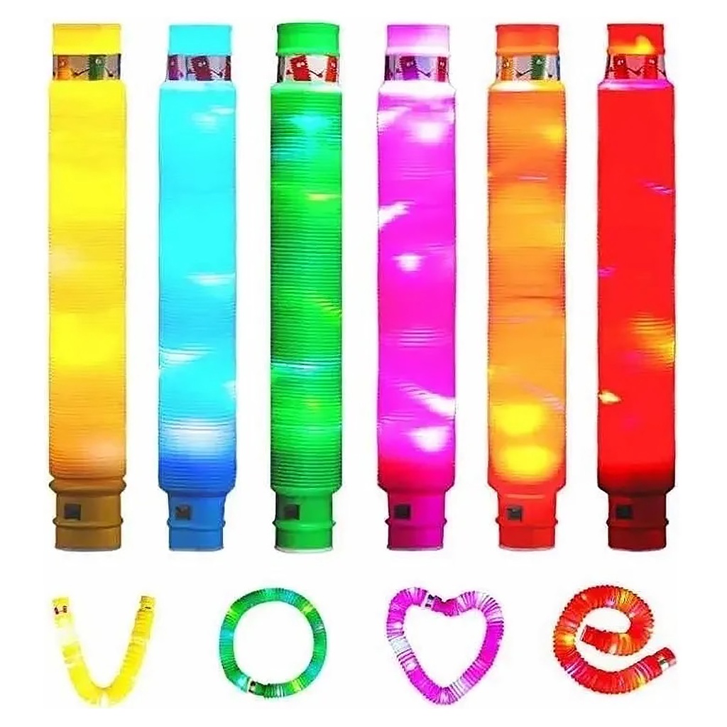 Kit Pop It Tube Led Luz Puzzle Fidget Toy Anti Estresse Brinquedo