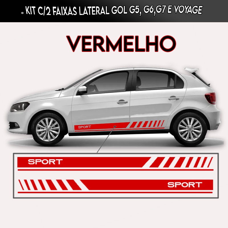 Adesivo Faixa Lateral VW Gol Voyage G5 G6 G7 G8 4p Gs3 Shopee Brasil