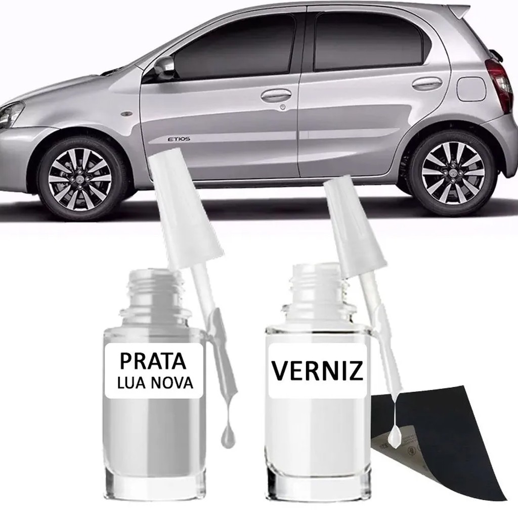 Tinta Tira Risco Automotivo Adaptável Etios Cor Prata Lua Nova