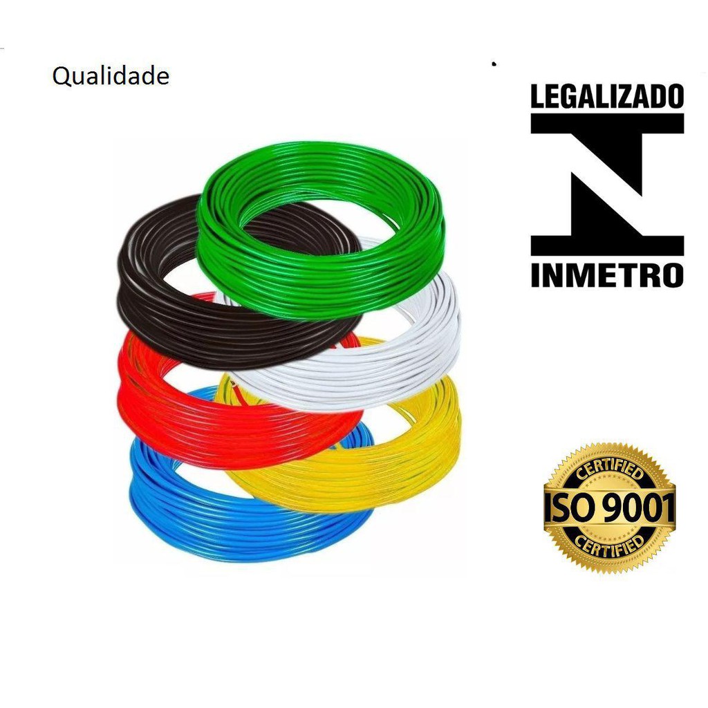 1 Metro De Cabo Flexível 10mm BWF 750v Cobre Nu Classe 5 PVC AntiChama