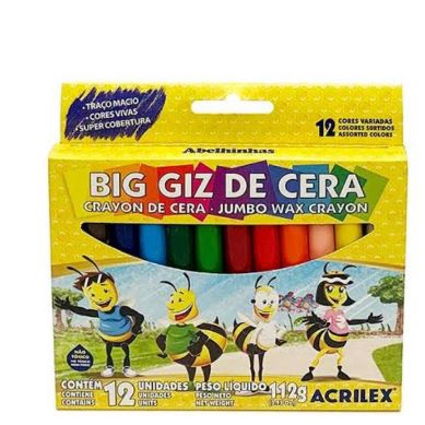 Big Giz de Cera Gizão Jumbo Acrilex 12 Unidades Shopee Brasil