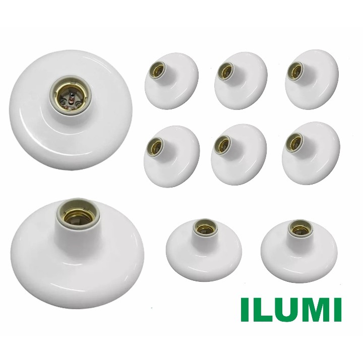 Kit Plafonier Plafon Ilumi Soquete E Bocal Porcelana Branco W