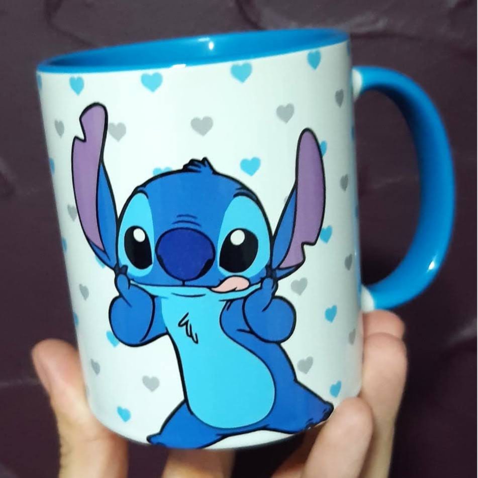 Caneca Personalizada Stitch Lilo Xicara Ceramica Porcelana Nome