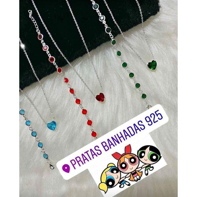 Colar Pulseira Kit Meninas Super Poderosas Banhadas A Prata