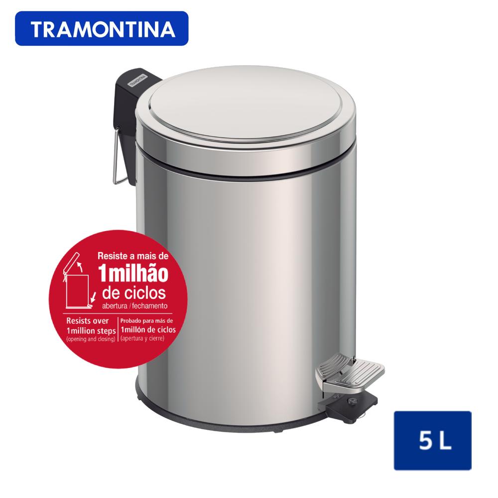 Lixeira Inox Pedal Tramontina Brasil 5 L Acabamento Polido E