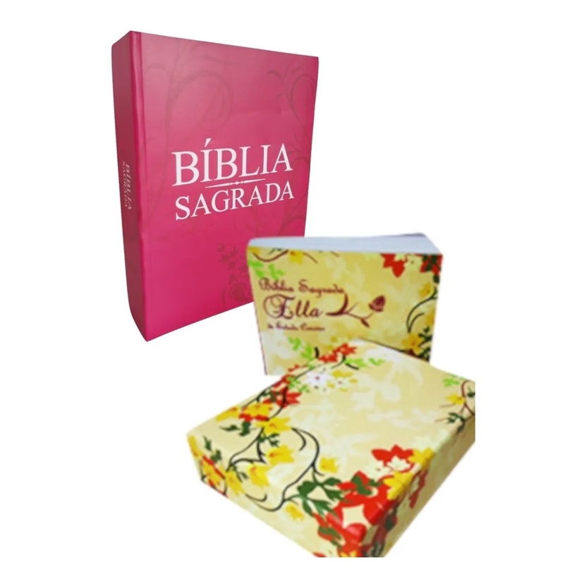 Kit Biblia Sagrada Catolica Rosa Biblia Mulher Ella De Estudos