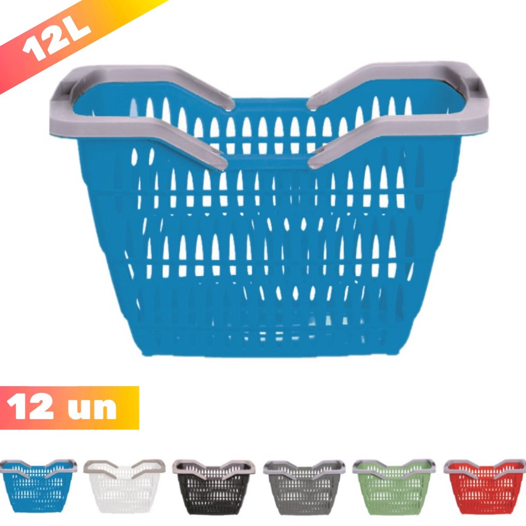 Kit 12 Cesta Cestinha Plastica Supermercado C Alca 12L Shopee Brasil