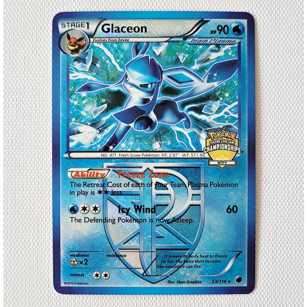 Carta Antiga Pokemon Glaceon 23 116 Holo Promo City Championship Plasma