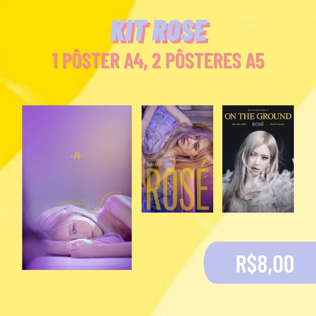 kit Blackpink Rose On The Ground pôster a4 e 2 pôsteres a5 kpop