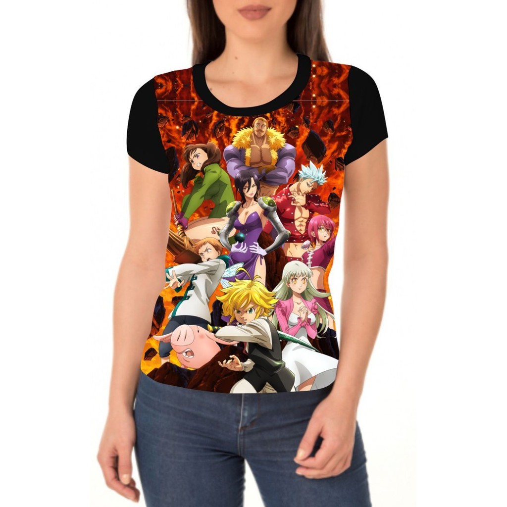 Camiseta Camisa Feminina Nanatsu No Taizai Personagens Shopee Brasil