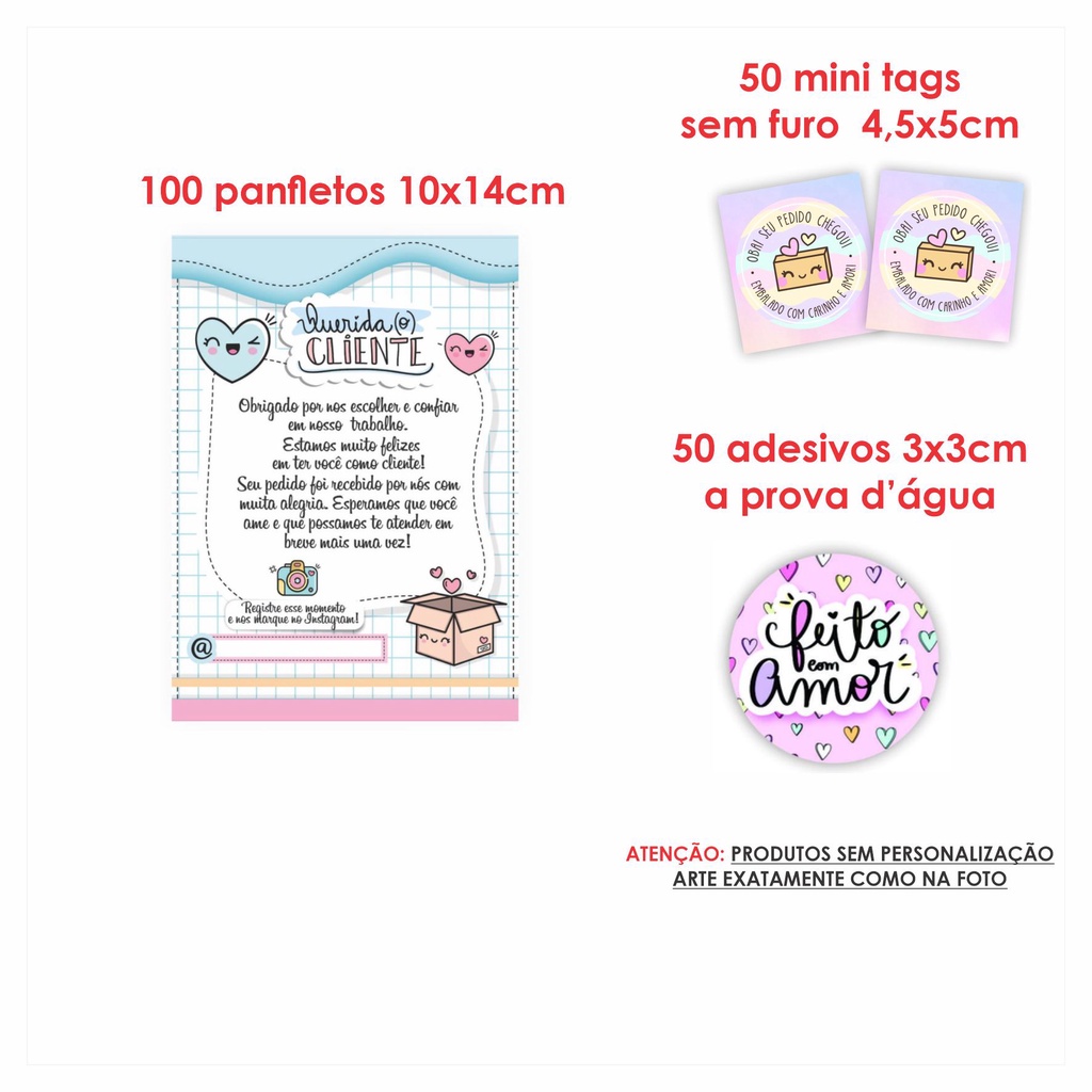 Kit Papelaria Combo Empreendedor Panfletos Mimo Agradecimento Mini