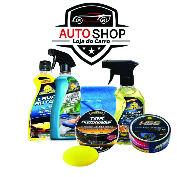 Kit Limpeza Automotiva Autoshine Produtos Lava Seco Limpa Interiores