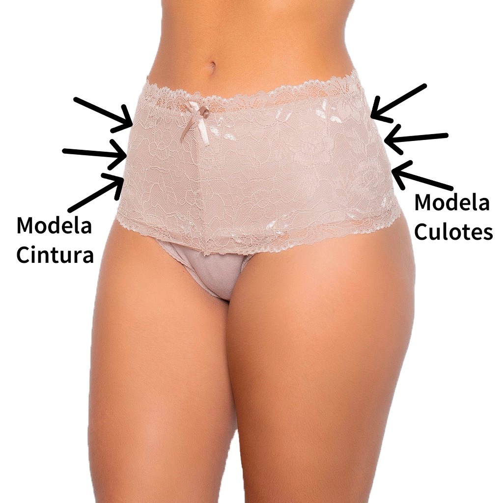 Calcinha Cintura Alta Modeladora Calcinha Pós Parto em Renda e Cotton