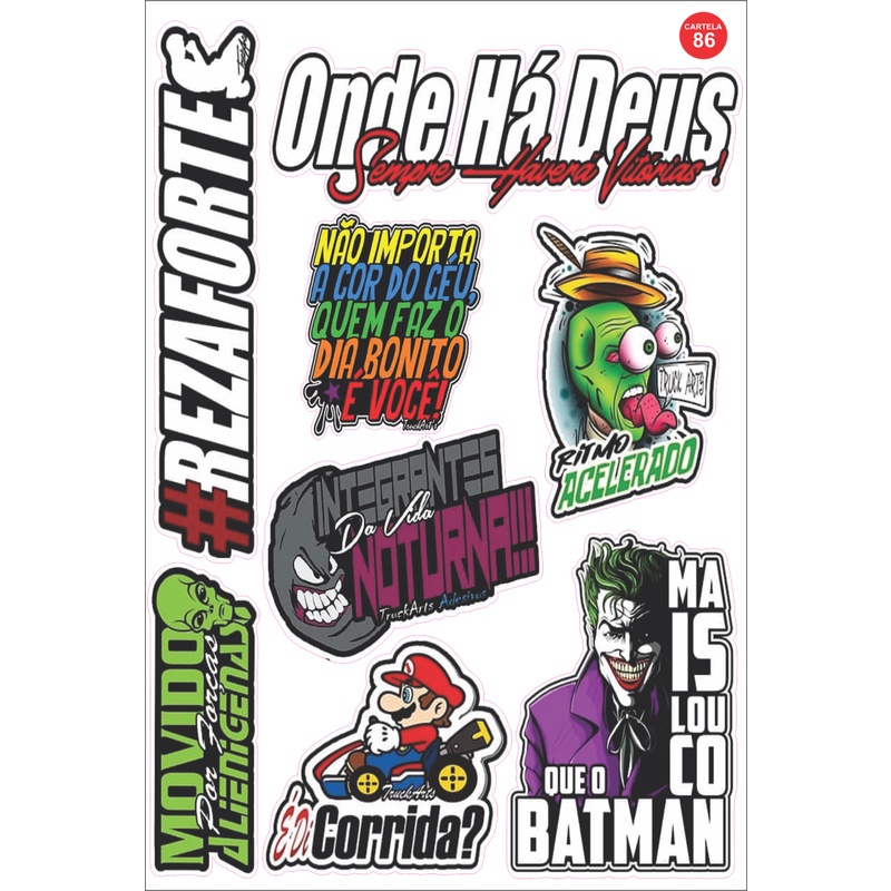 Cartela De Adesivos Tuning Individual Stickers Moto Carro Bike