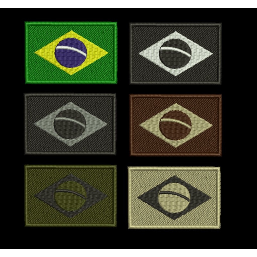 Bandeira Do Brasil Bordada Colorida E Negativa Patch Bordado Shopee