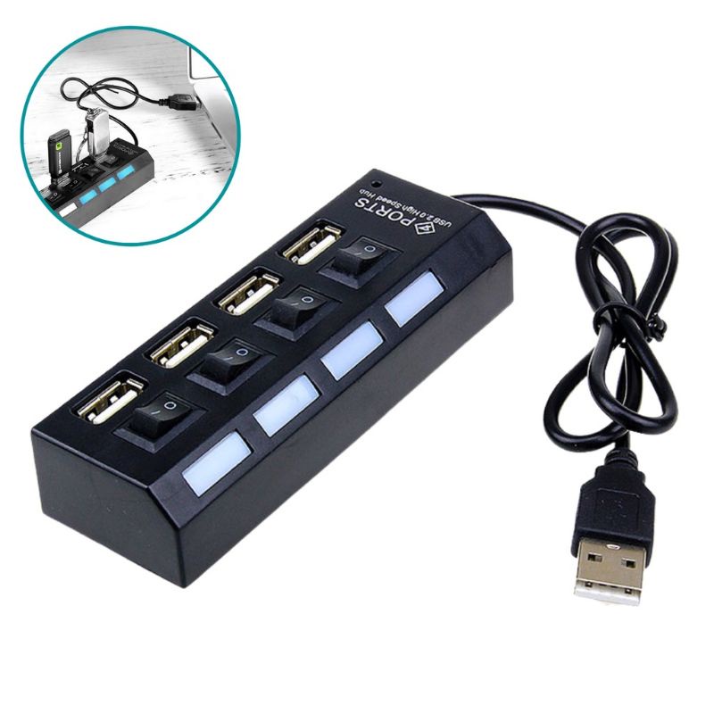 Hub Extensor USB 4 Portas PC Notebook Mouse Teclado High Speed Shopee