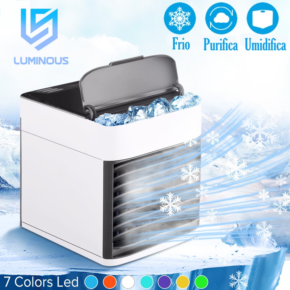 Mini Ar Condicionado Port Til Arctic Air Cooler Luz Led Umidificador