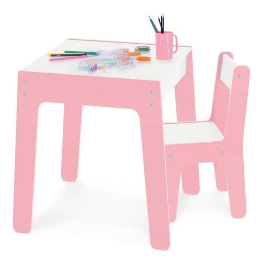 Conjunto Mesa Rosa Infantil Cadeira Didatica Escolar Estudo Mesinha