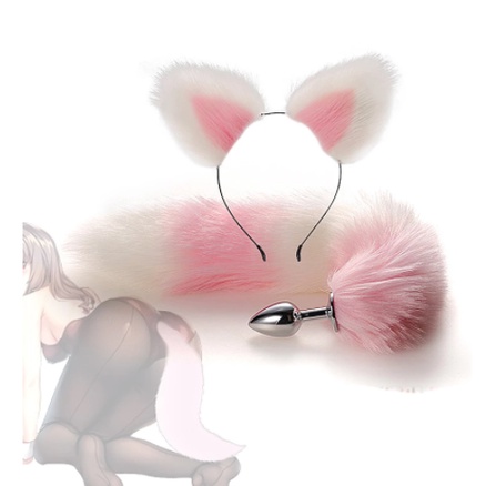 Conjunto Raposa Cauda E Plug Anal E Tiara De Pelucia SexShop