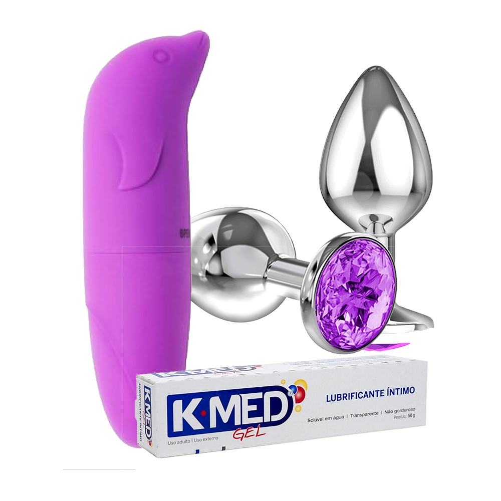 Vibrador Ponto G Aveludado Plug Anal Lubrificante K Med Sex Shop