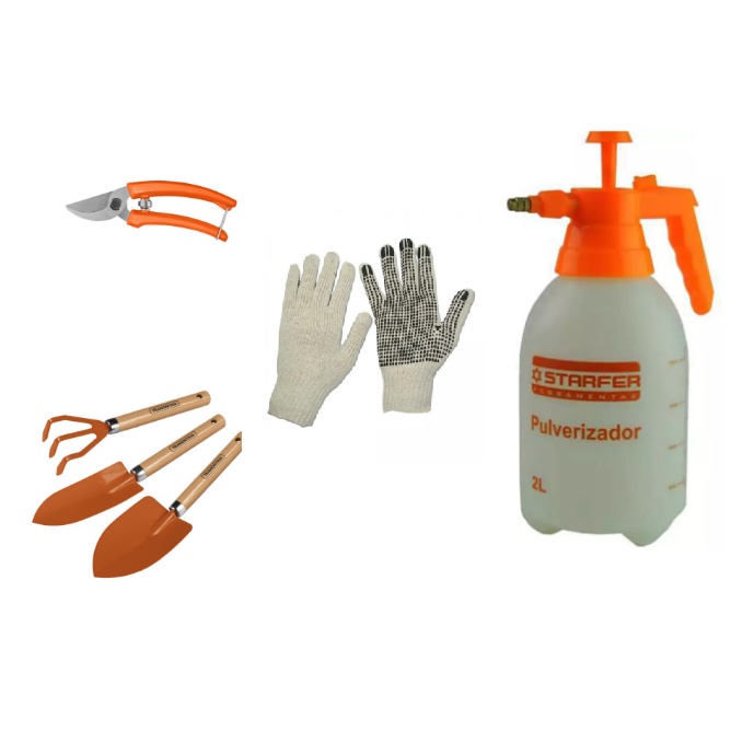 Kit Conjunto Ferramentas Jardinagem Ou Horta Pazinhas Tesoura Poda