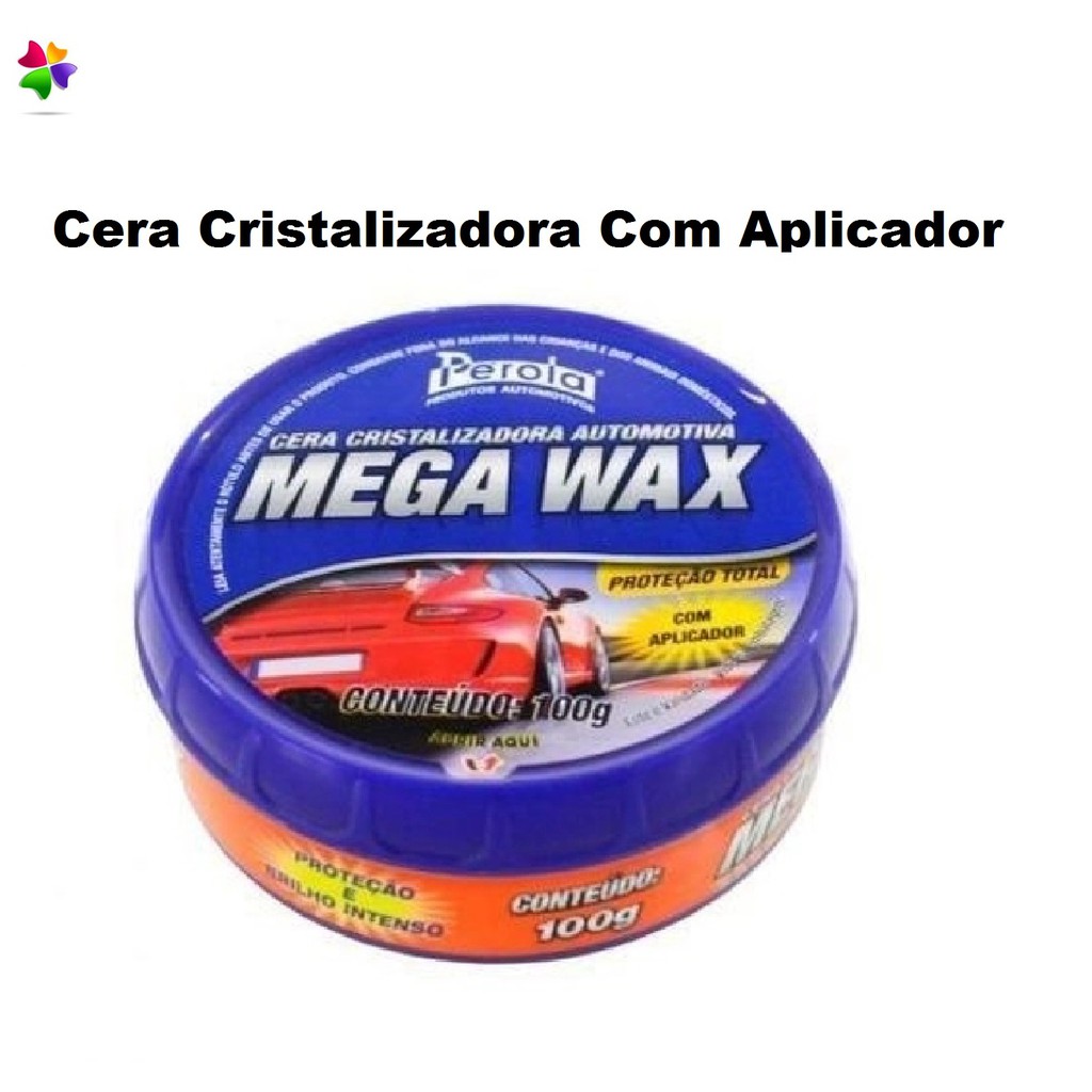 Cera Cristalizadora Automotiva Mega Wax 100g Aplicador Shopee Brasil