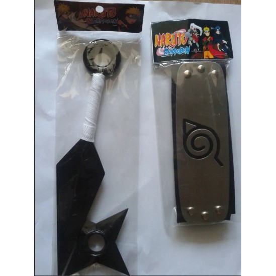 Kit Naruto Bandana Vila Da Folha Kunai Shuriken Anime Cosplay